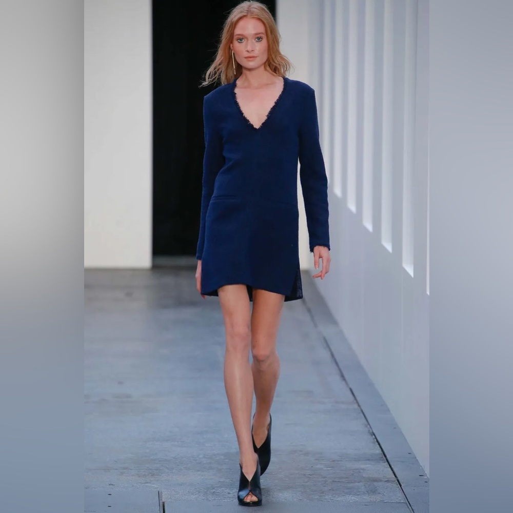 by Malene birger navy top tweed dress runway piece SZ 36 $680